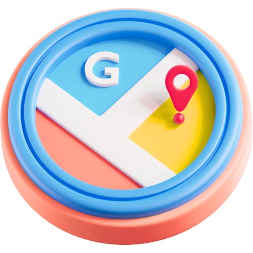 Icône de carte Google avec repère rouge et lettre G, illustrant la visibilité locale